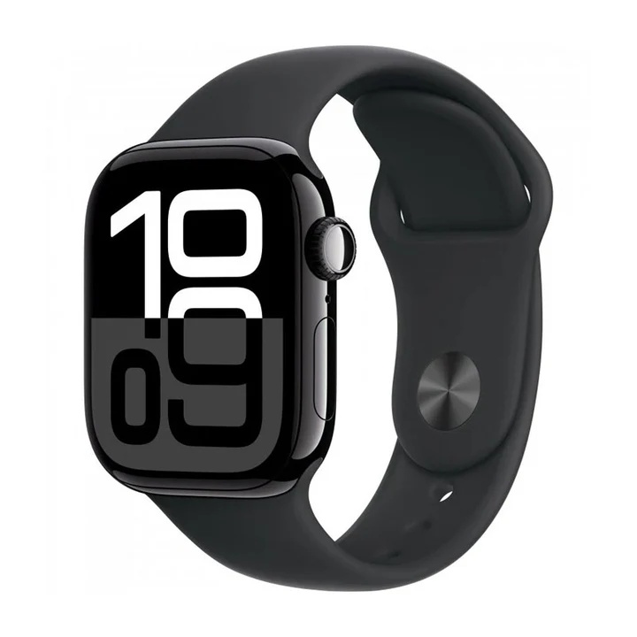 Apple Watch Series 10 GPS 42mm Jet Black Aluminium Case with Black Sport Band - M/L