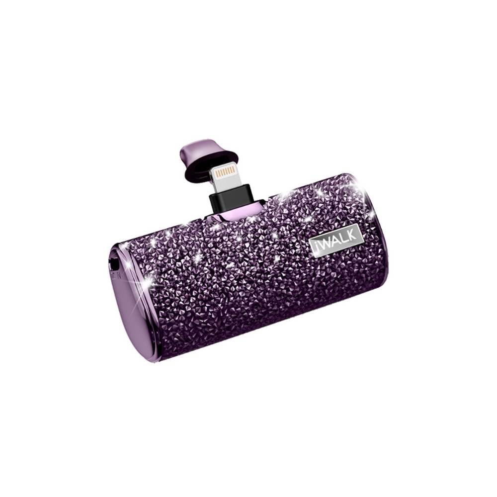 iWalk Secret4500 | 4500mAh BlingBling Portable Charger for iPhone [Built-In Lightning Connector] Sparkly Diamond Design, Mini as a Lipstick - Diamond / Purple