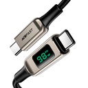 AceFast USB-C 100W zinc Alloy Digital Display Braided Charger Data Cable - Silver