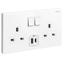 Legrand British Standard Socket Outlet With USB Type - A + C Chargers Galion - 13A 250V 2 Gang Single Pole - Switched - White