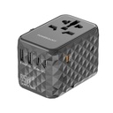 Powerology Universal Multi-Port GaN Travel Adapter 3x Type-C With 2x USB-A Ports 65W PD - Gray