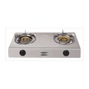 Home Elite Gas Stove Tabletop 2 Burners Pure Copper Burners Knob Control Silver - (HEGB2S)