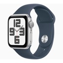 Apple Watch SE GPS 40mm Silver Aluminium Case with Storm Blue Sport Band - M/L